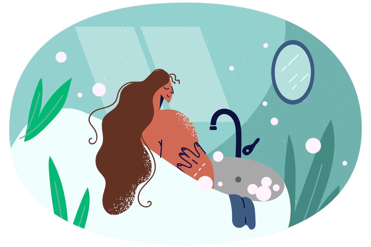 Naked woman have bath at home vector