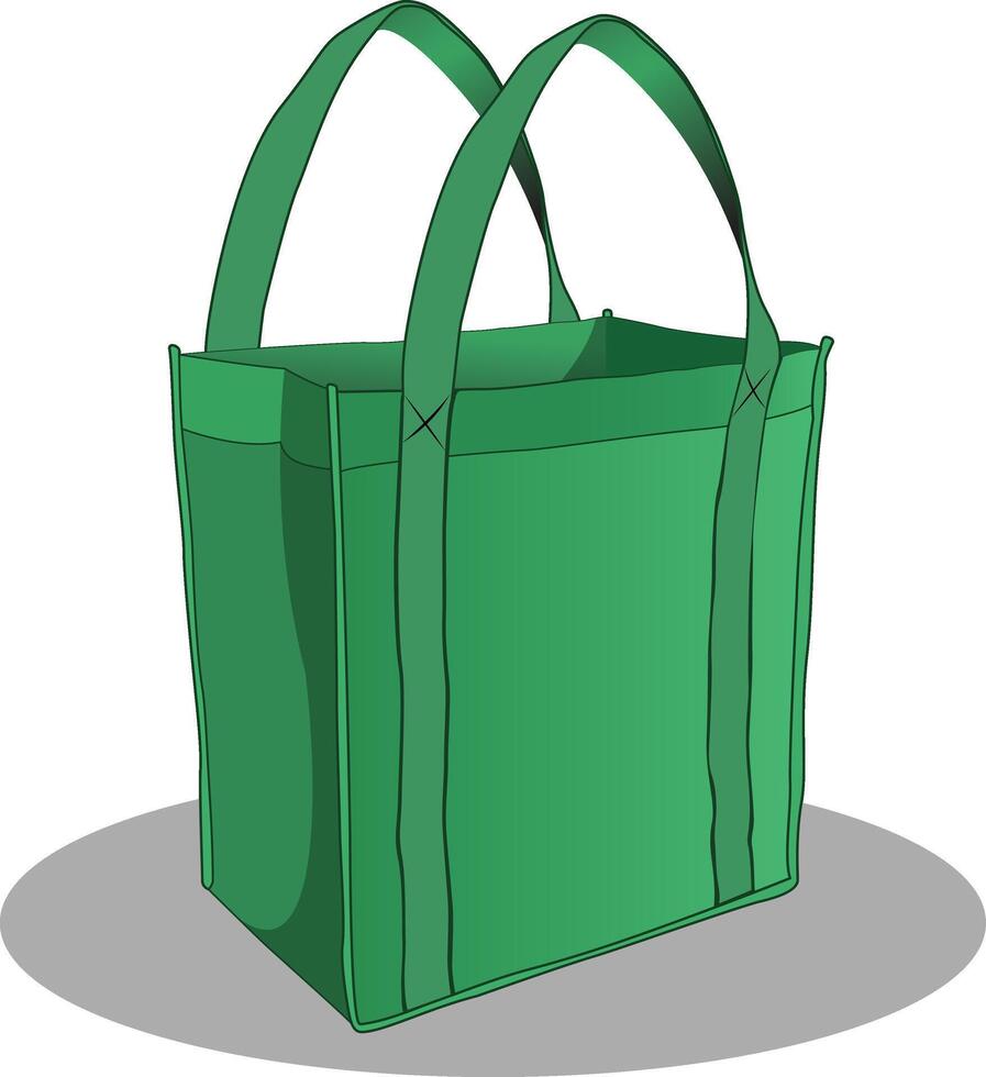 Shopping bag isolated on white background green color illustration vector