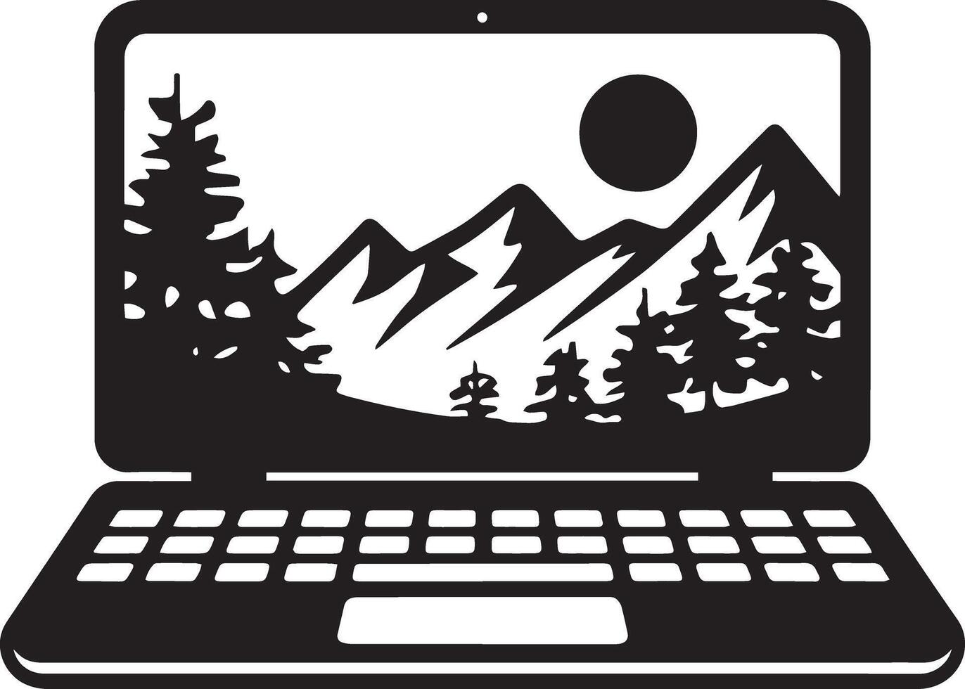 Flat Laptop Silhouette for Social Media Graphics vector