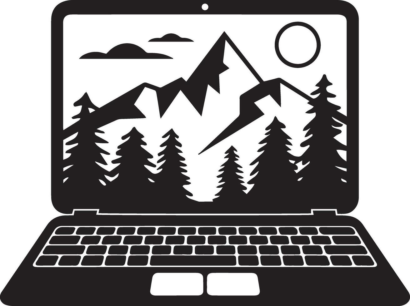 Professional Laptop Icon for Office Graphics vector