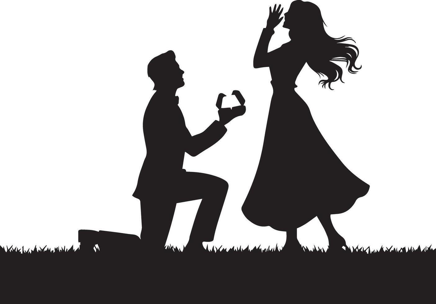 Romantic Proposal Silhouette Design for Love Themes vector