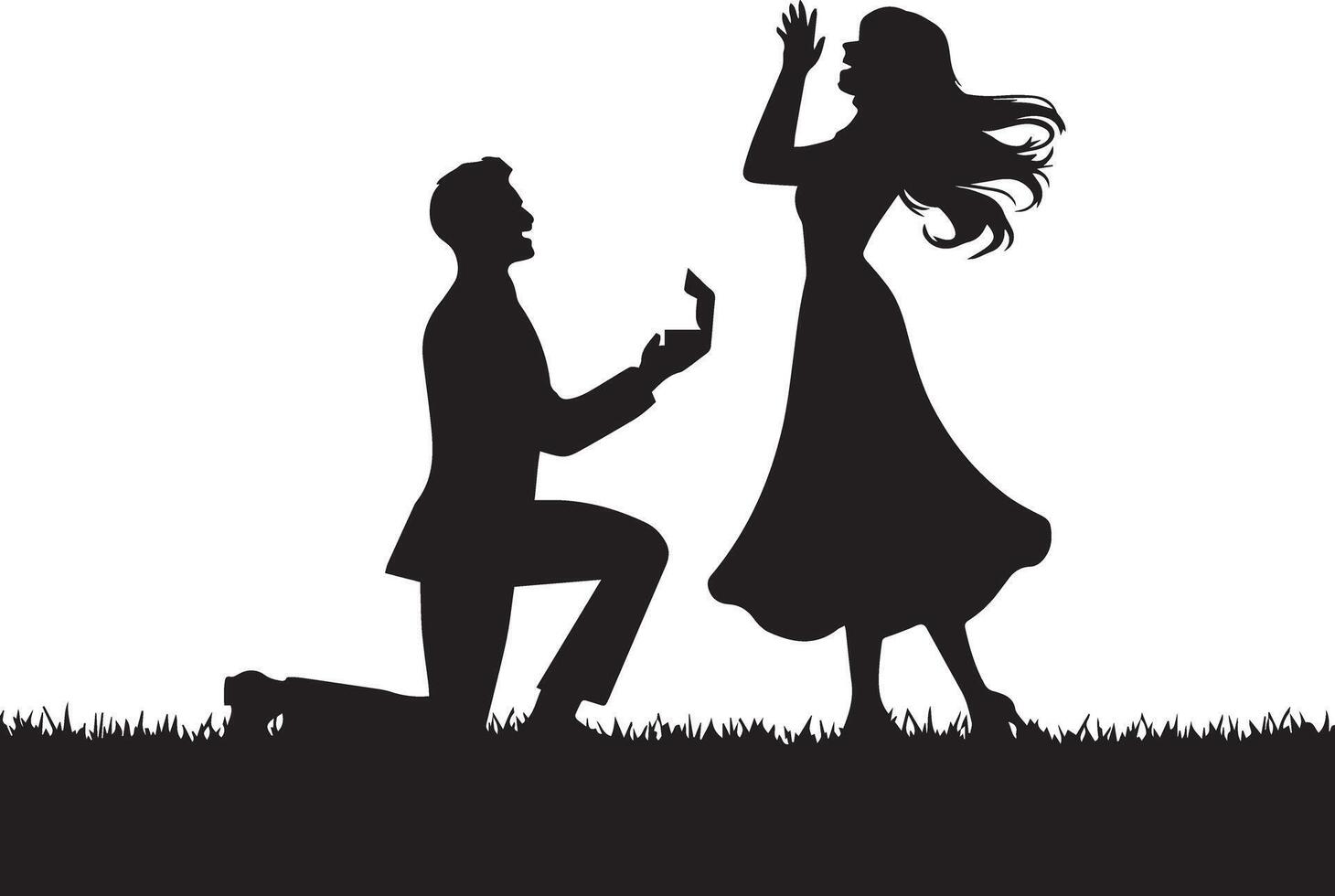 Couple Proposal Silhouette for Graphic Designs vector
