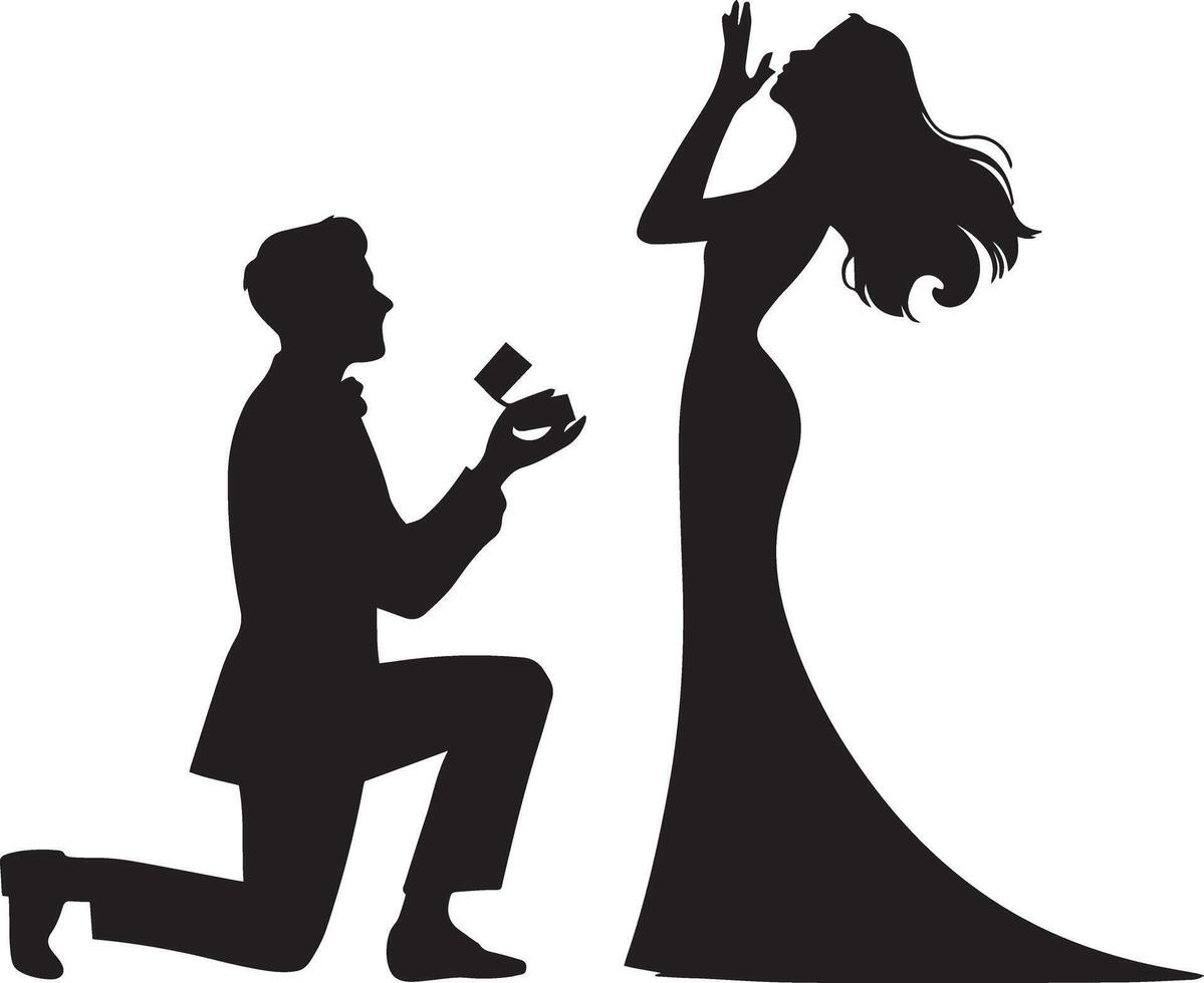 Beautiful Romantic Proposal Silhouette Ideas vector