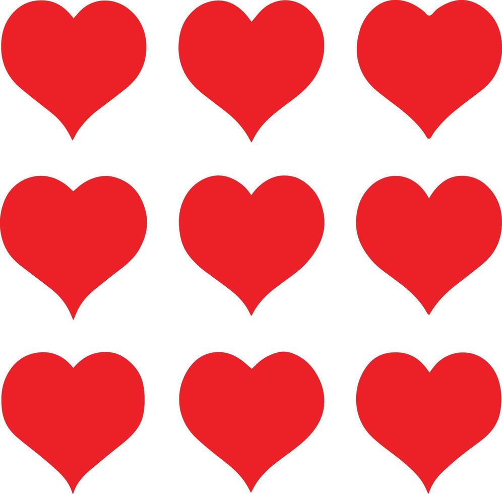 Romantic Heart Shape Icon Pack Silhouette Style vector