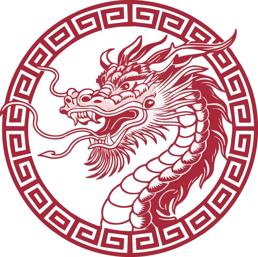 Elegant Majestic Red Dragon in Chinese Style vector