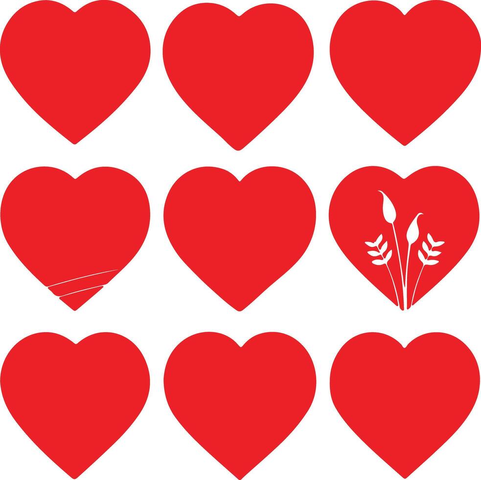 Simple Heart Shape Silhouette Icons vector