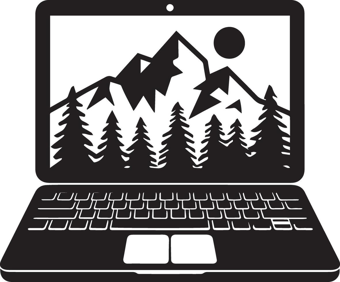 Laptop Silhouette for Professional Presentations vector