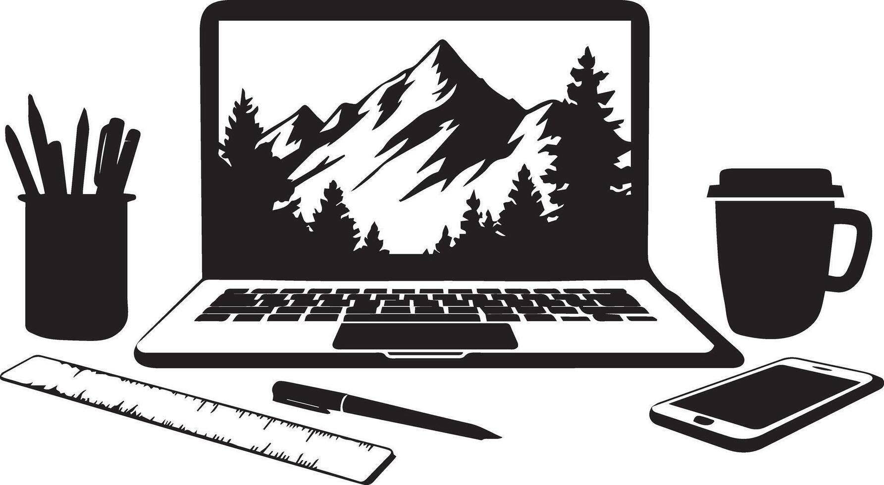 Versatile Laptop Silhouette for All Projects vector