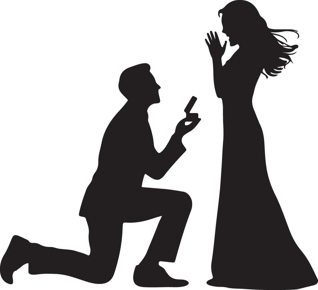 Romantic Proposal Pose Silhouette Art vector