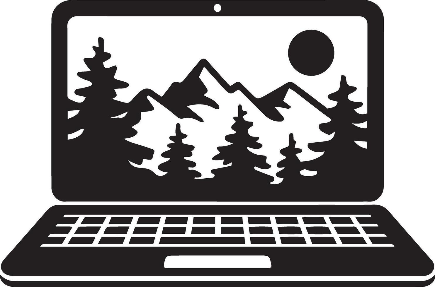 Laptop Icon Silhouette Illustration for Graphic Design vector