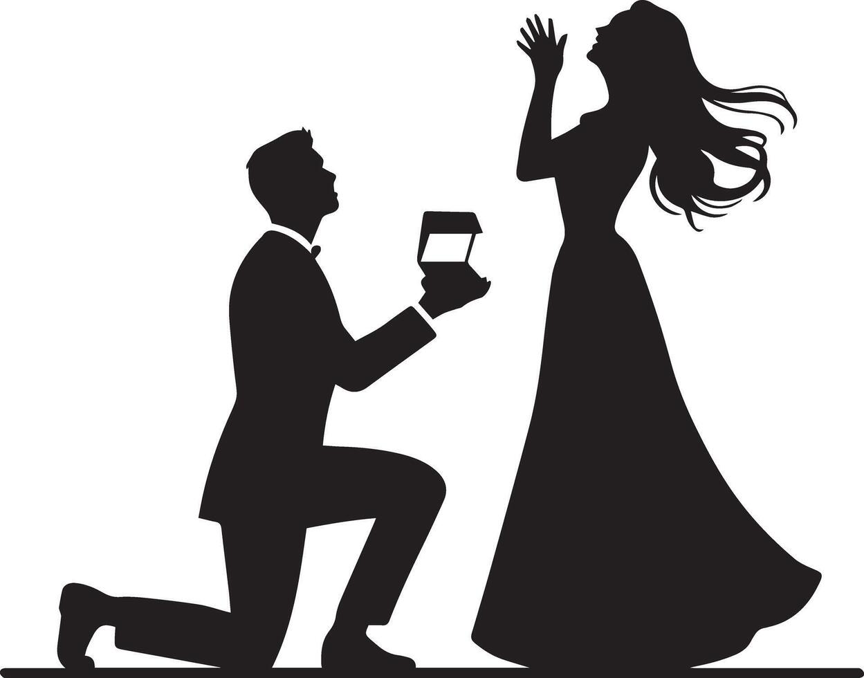 Romantic Proposal Silhouette Design vector