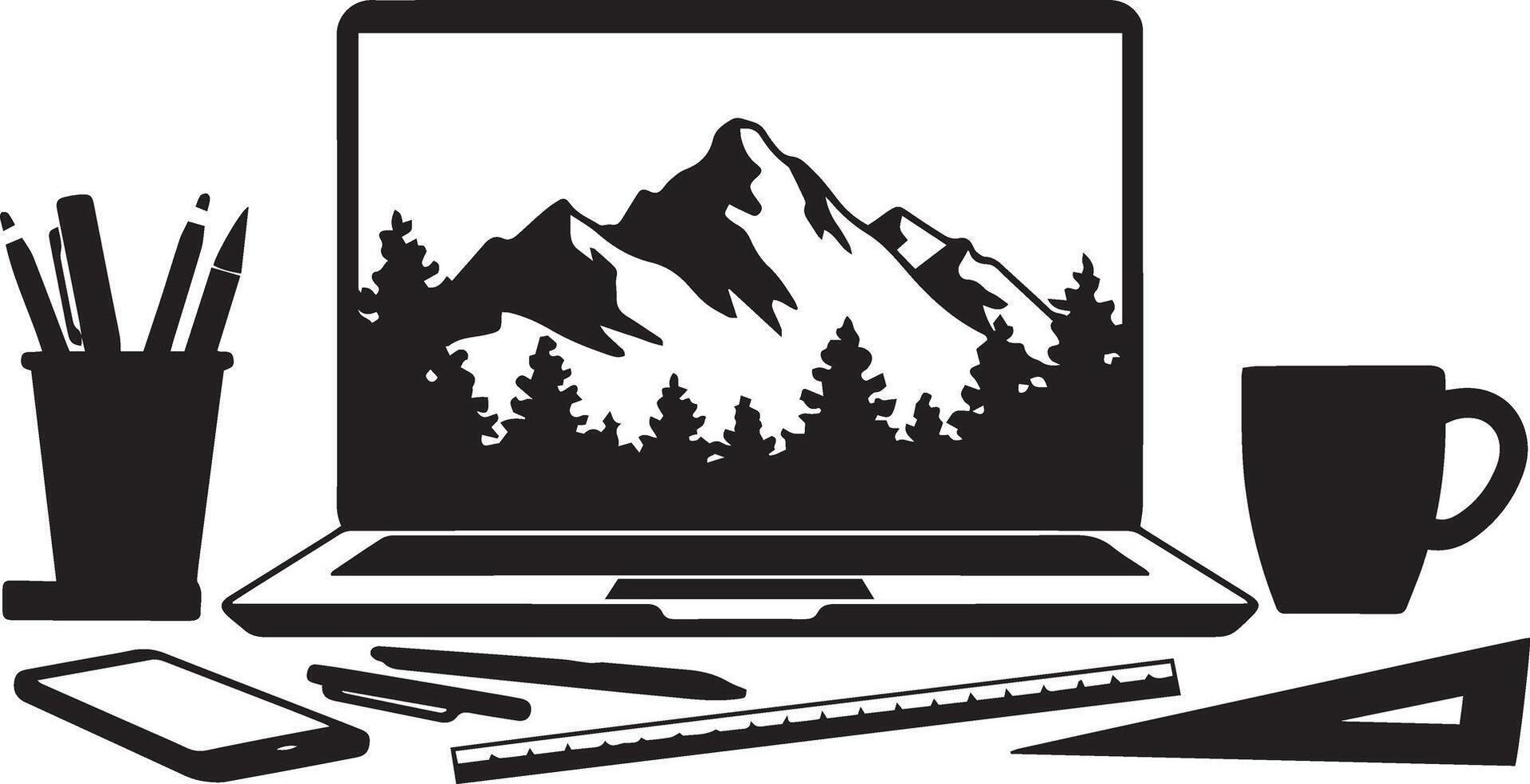 Simple Laptop Silhouette for Web Use vector