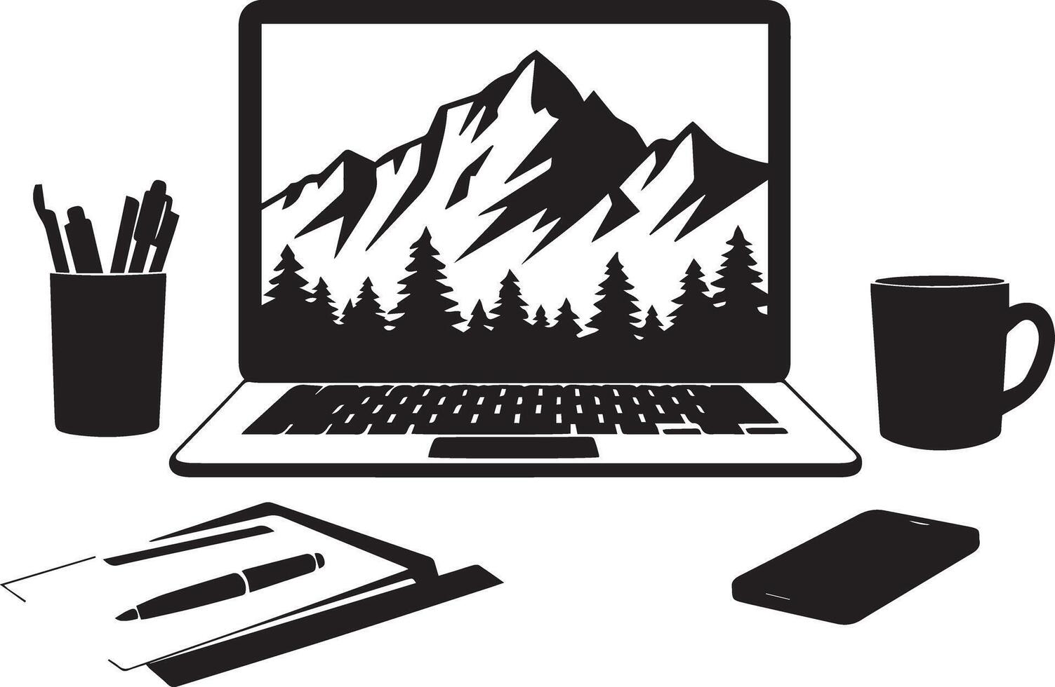 Editable Laptop Silhouette for Templates vector