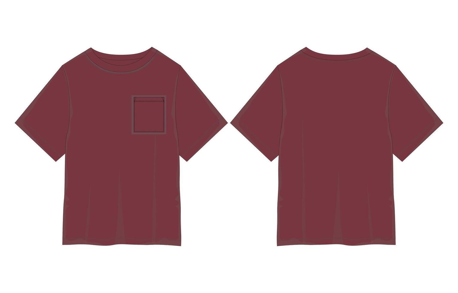 A maroon t - shirt with a pocket vector