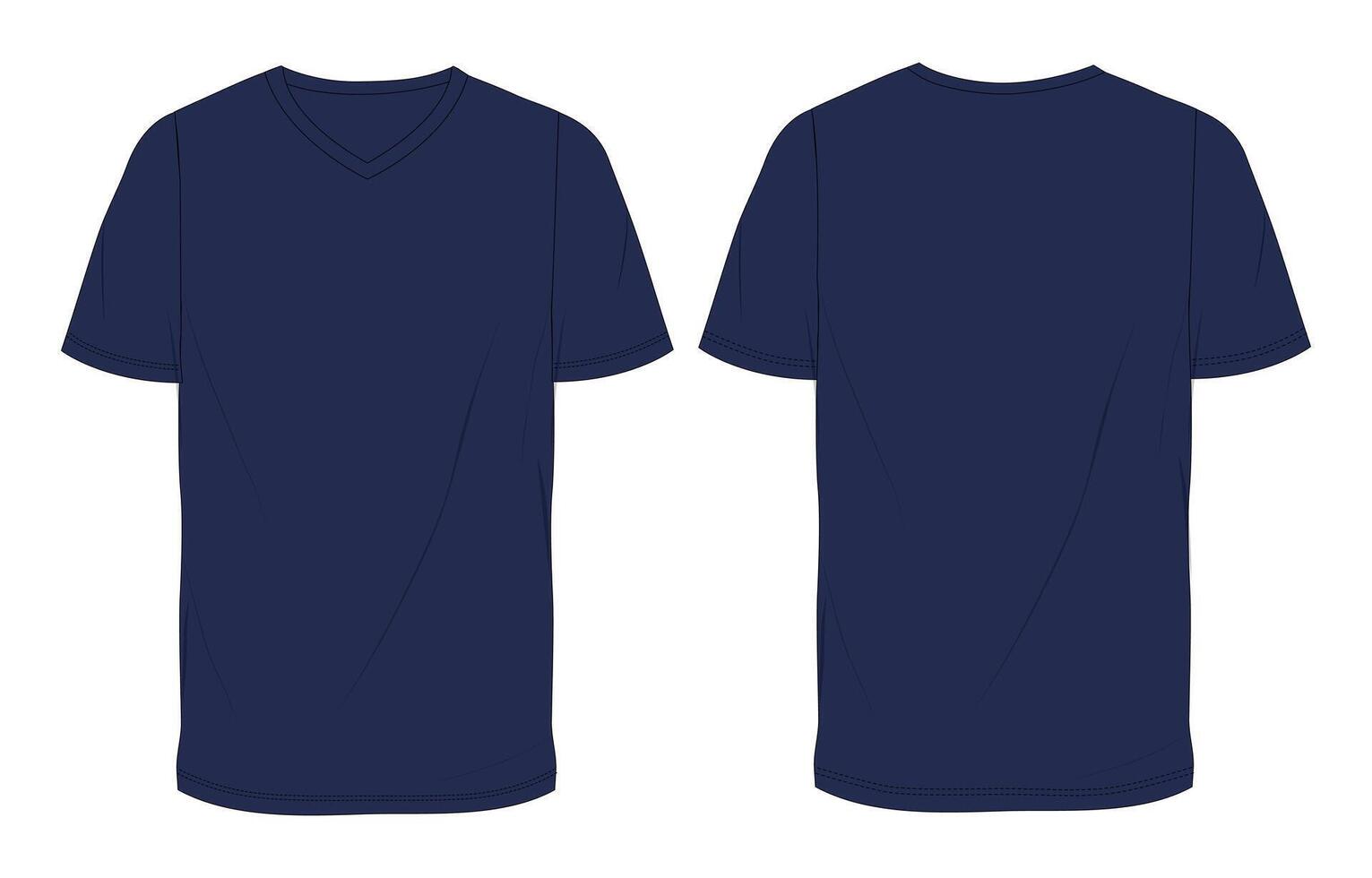 A navy t - shirt with a v - neckline and short sleeves vector