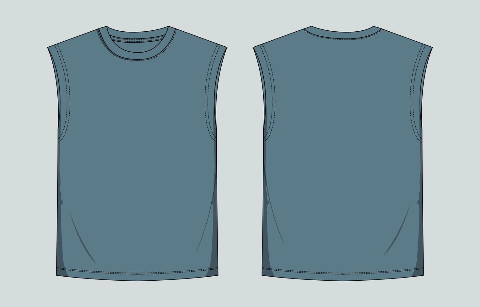A blue t - shirt with a front and back view vector