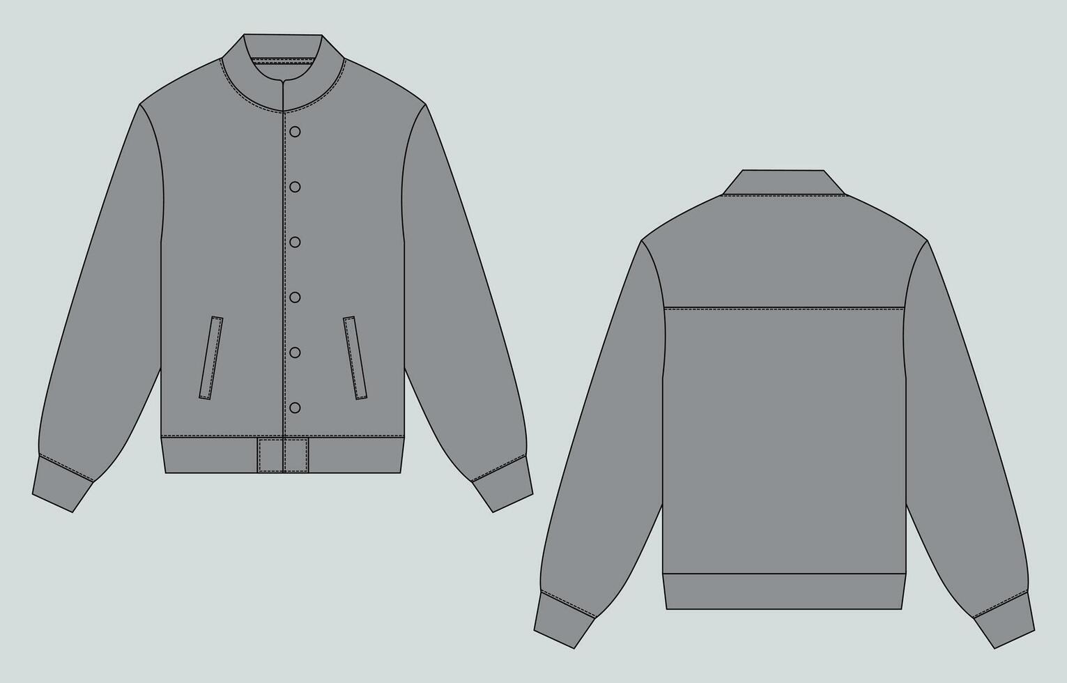A gray jacket with a button down collar vector