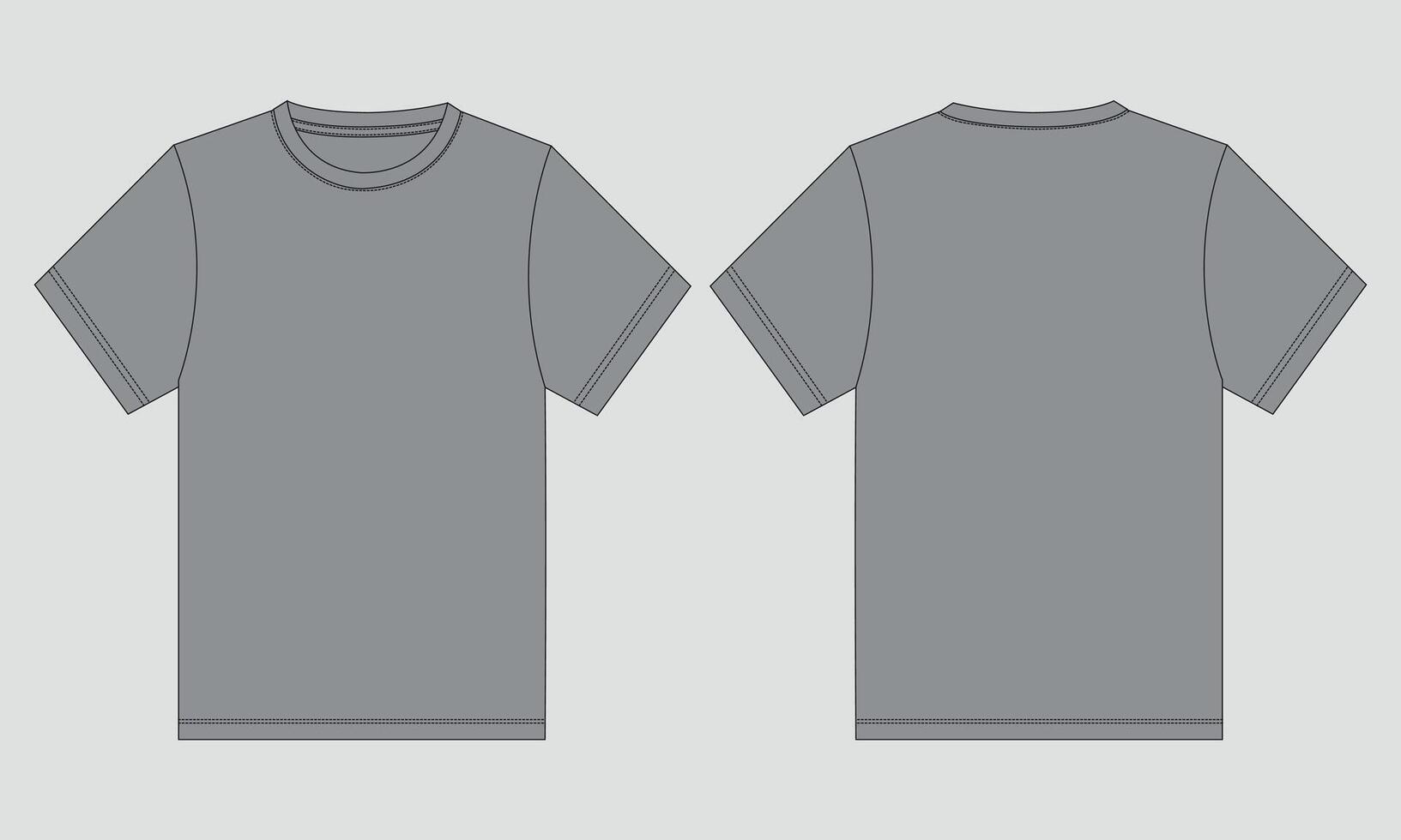 Grey t - shirt template, front and back view vector
