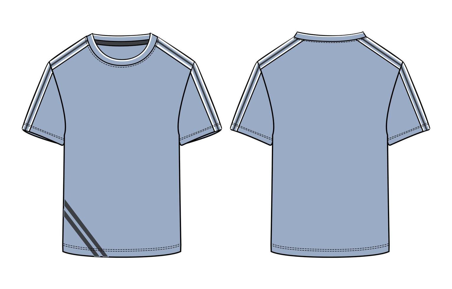 A blue t - shirt with a black stripe on the front vector
