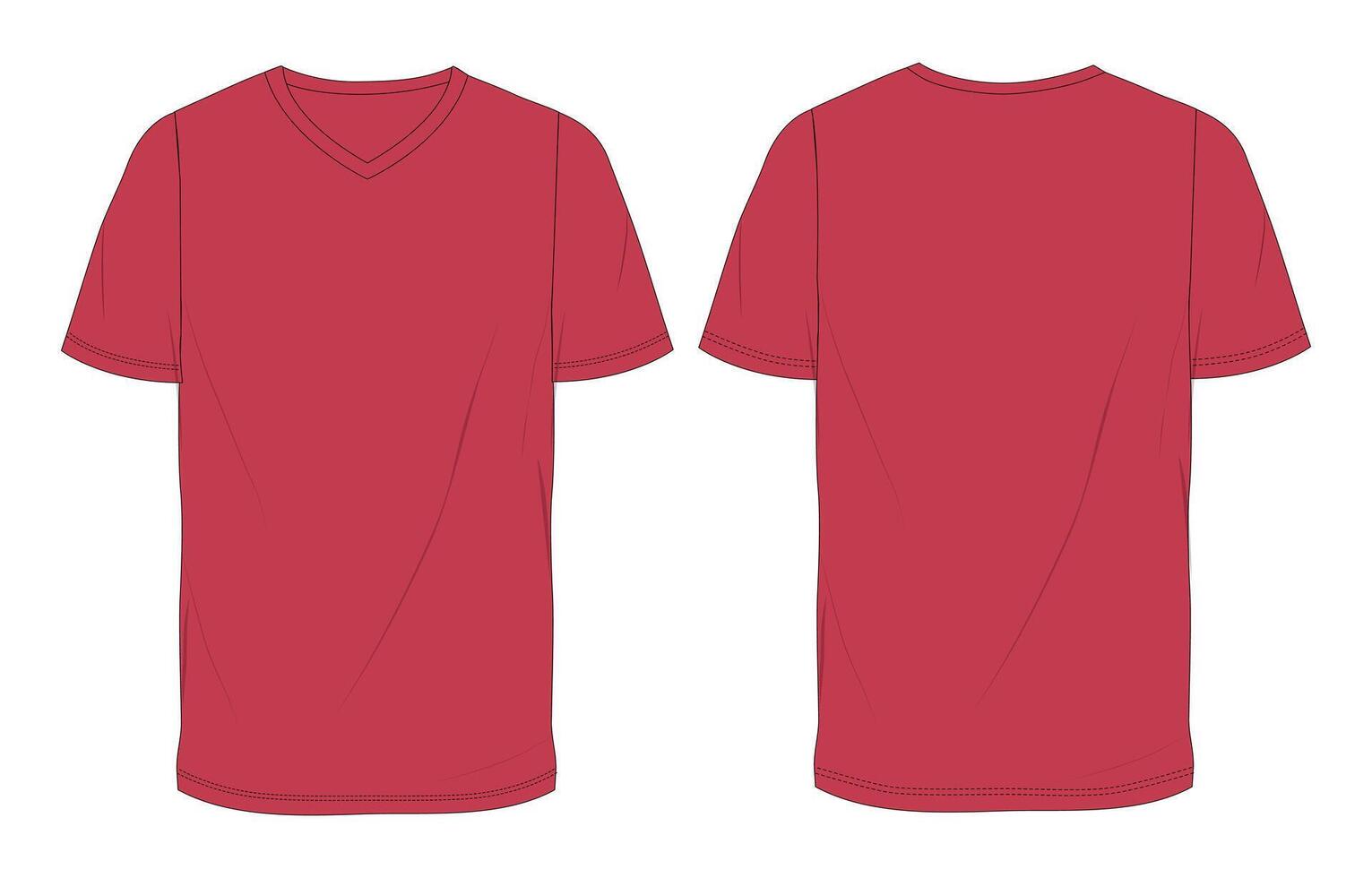 Red t - shirt template front and back isolated on white background vector
