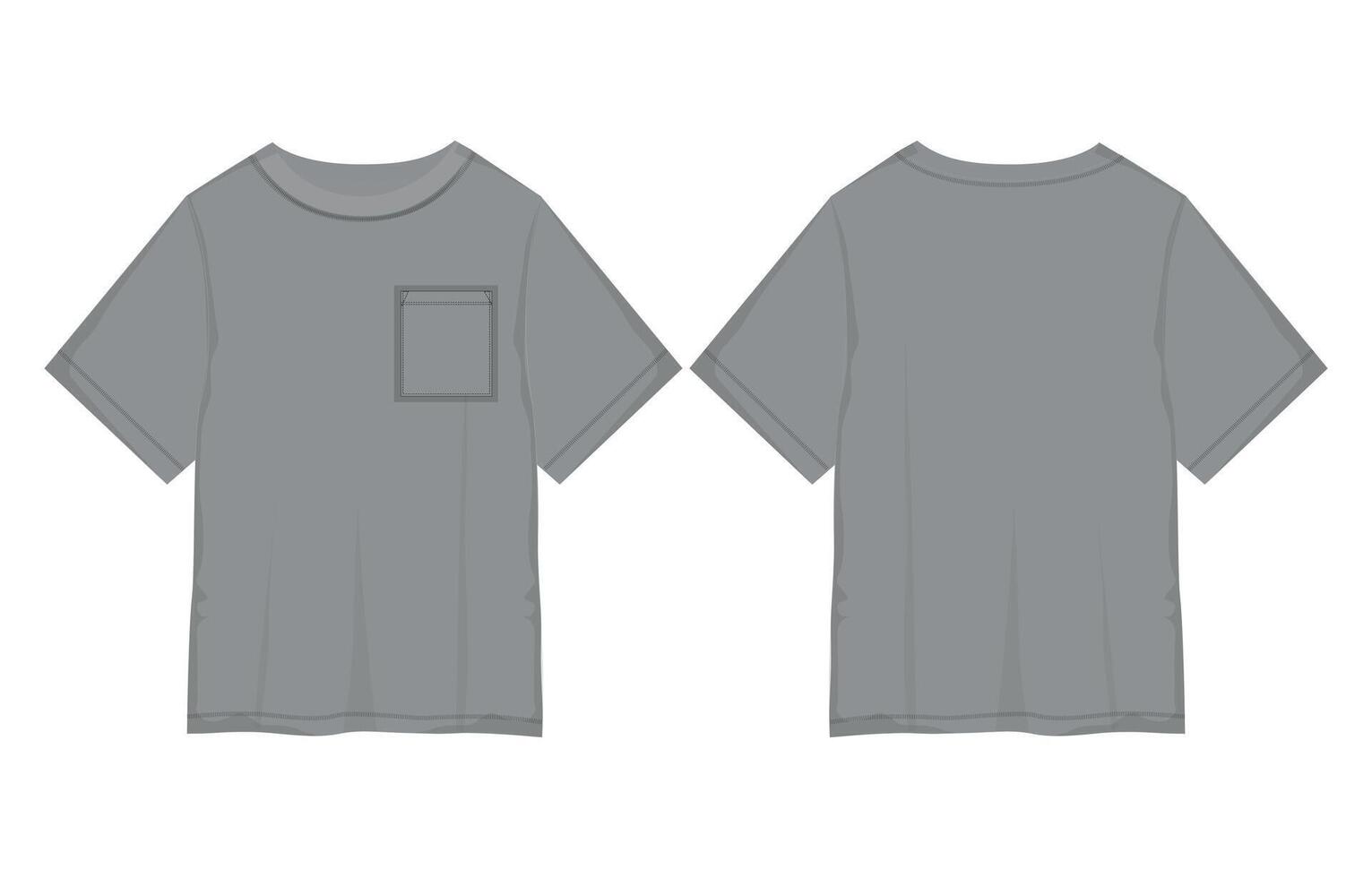 A gray t - shirt with a pocket on the front vector