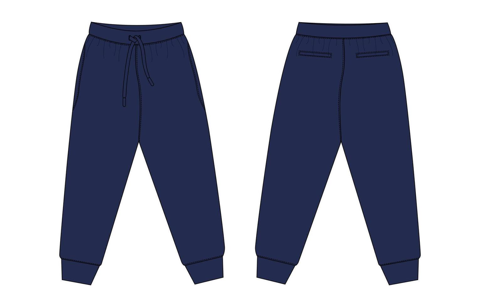 A pair of navy sweatpants with a drawstring vector