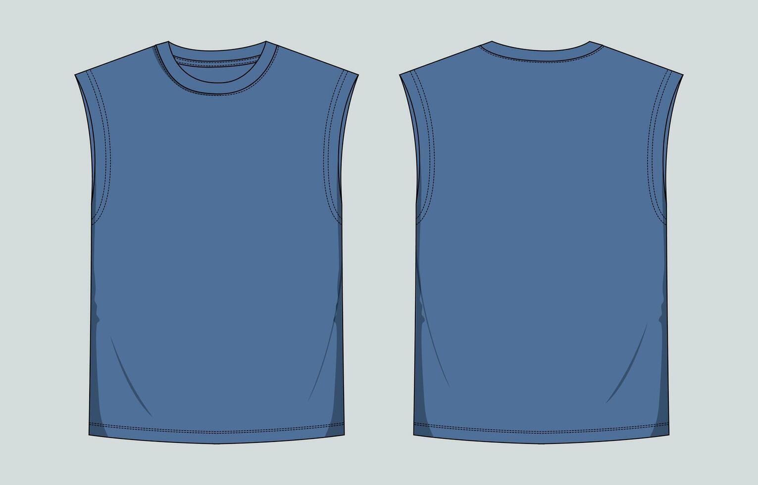 A blue t - shirt with a front and back view vector