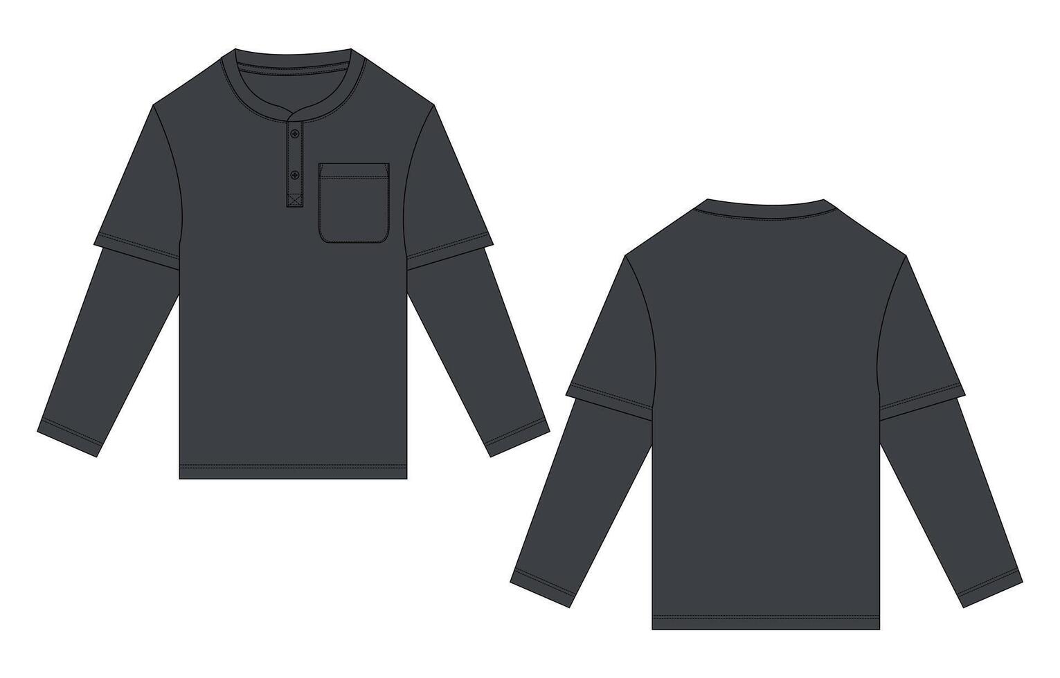 A long sleeve shirt with a pocket on the front vector