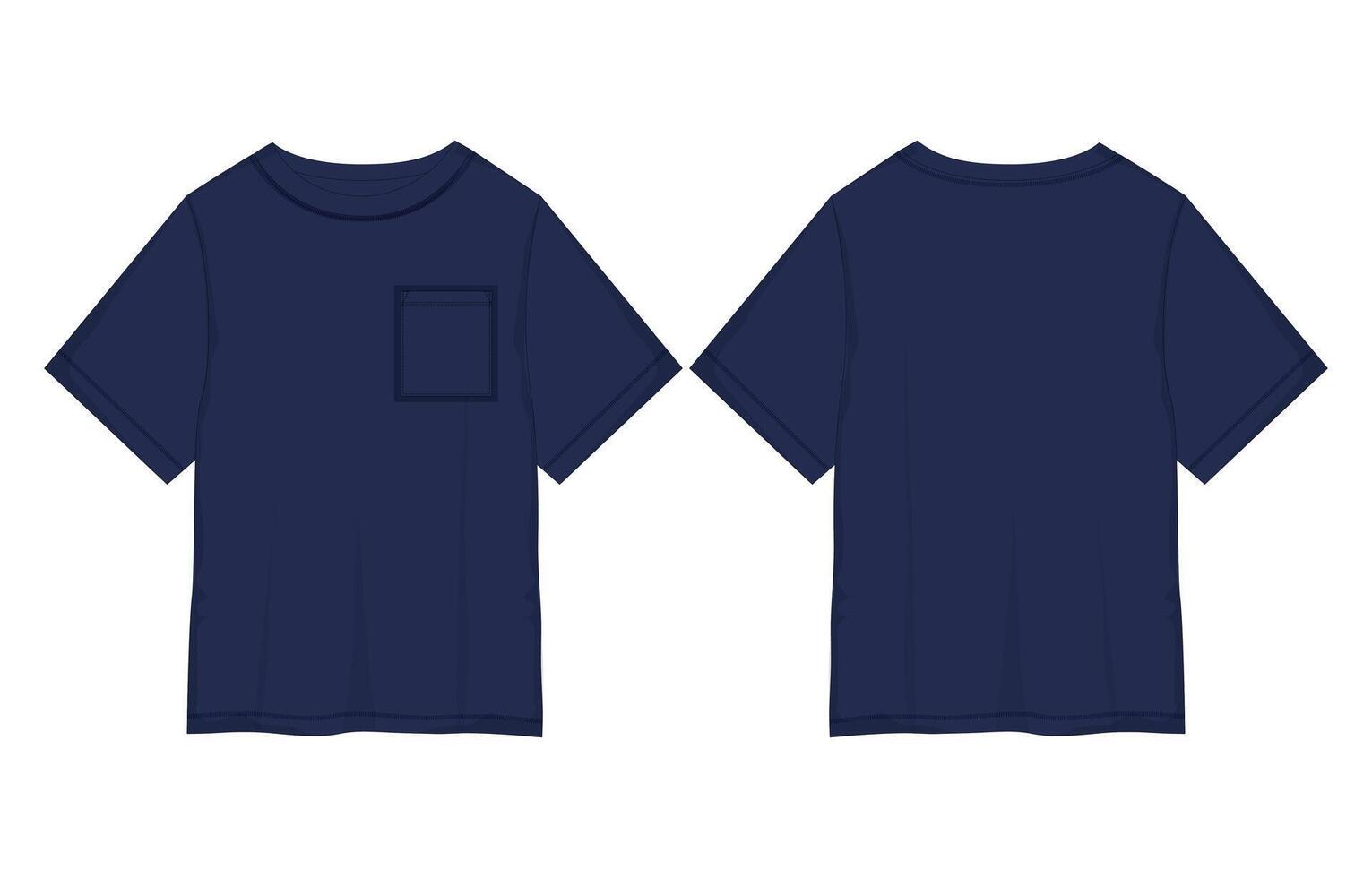 A navy t - shirt with a pocket on the front and back vector