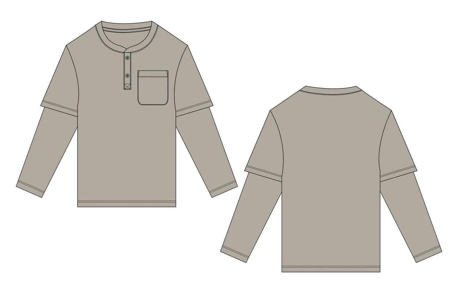 A long sleeve shirt with a pocket and a long sleeve vector
