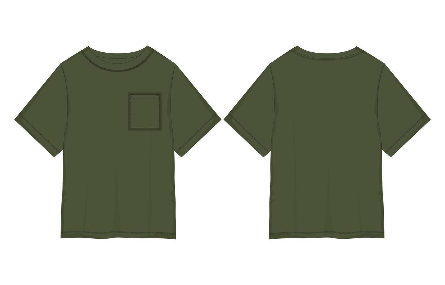 Two green t - shirts with pockets vector