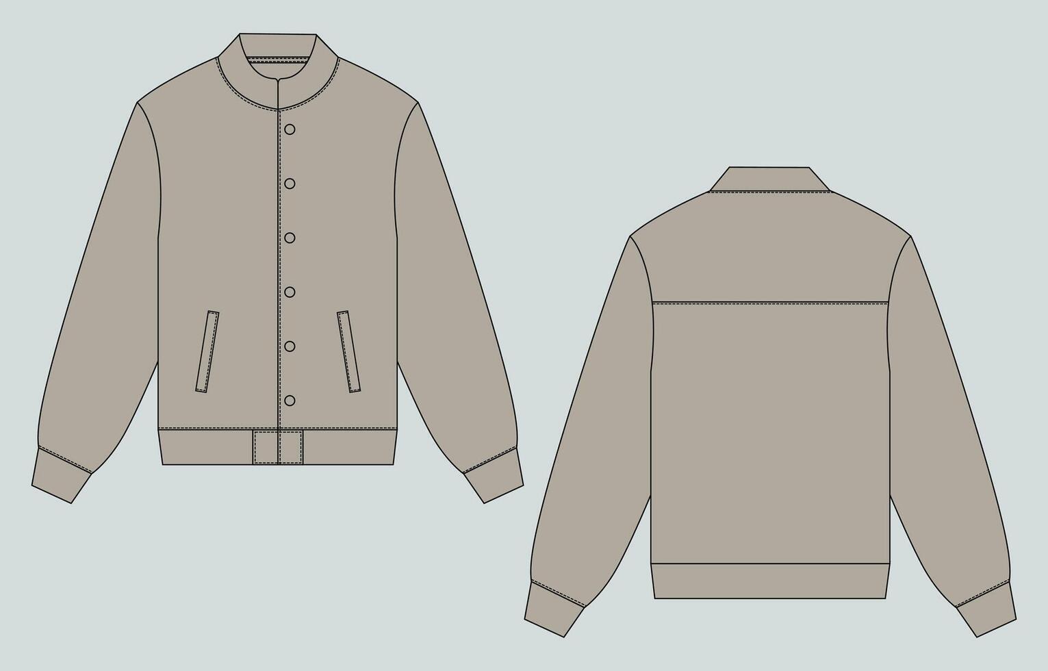 The jacket is made from a light brown fabric vector