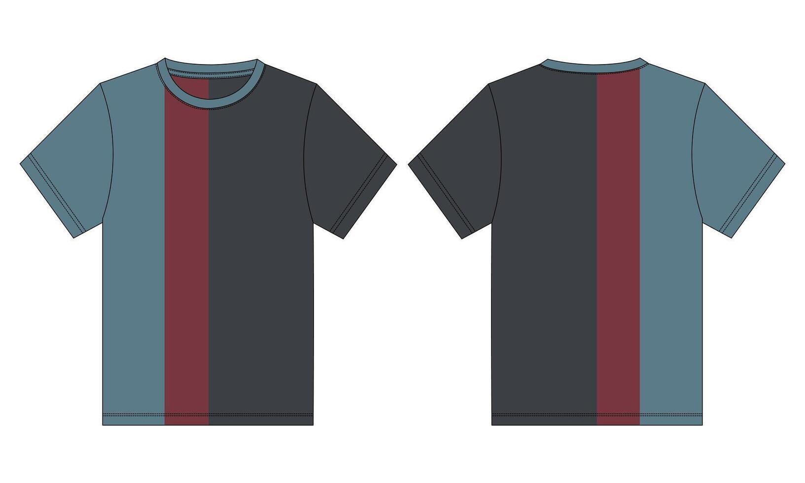 A t - shirt with a red, blue and black stripe vector