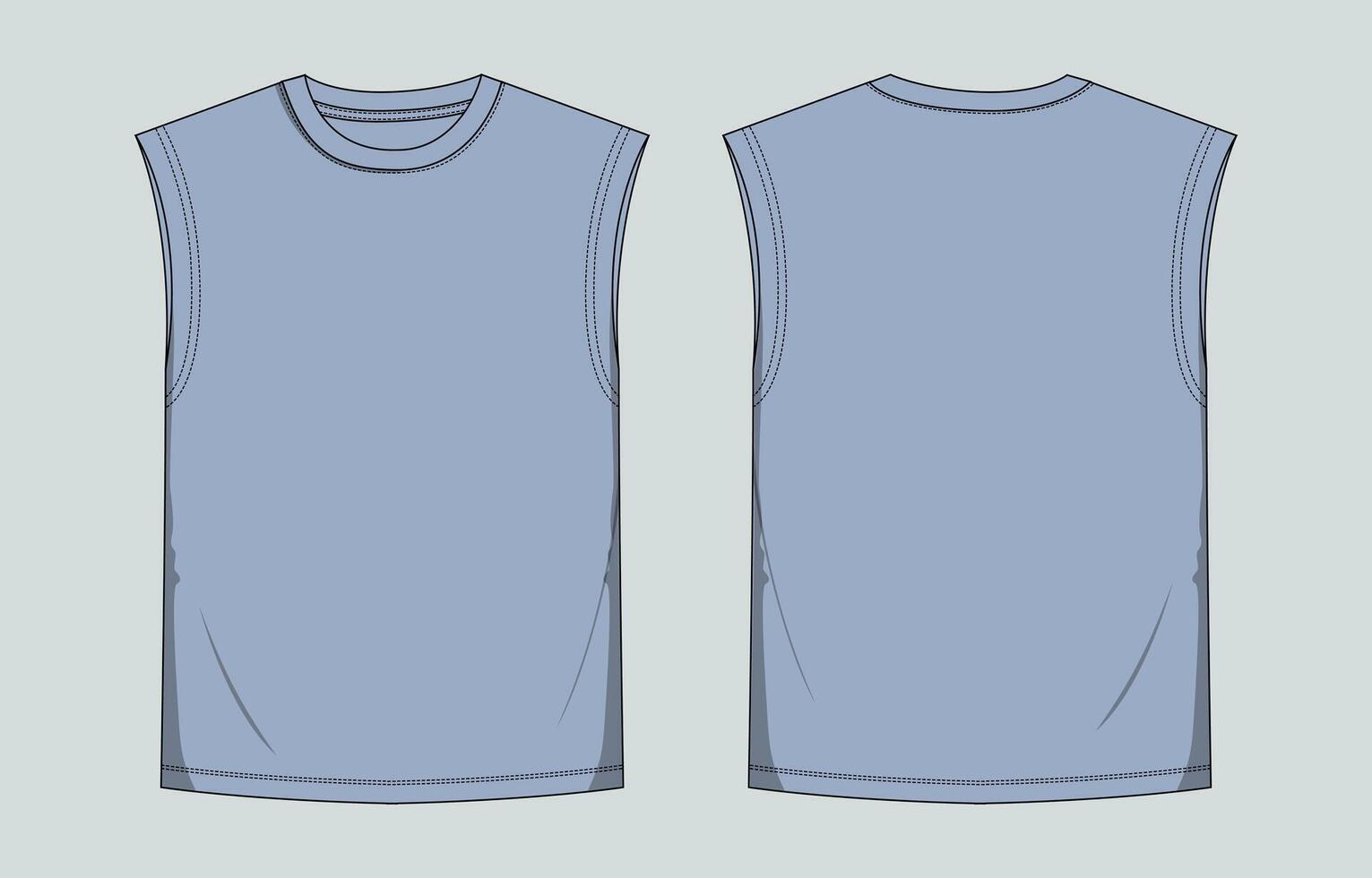 A blue t - shirt with a front and back view vector