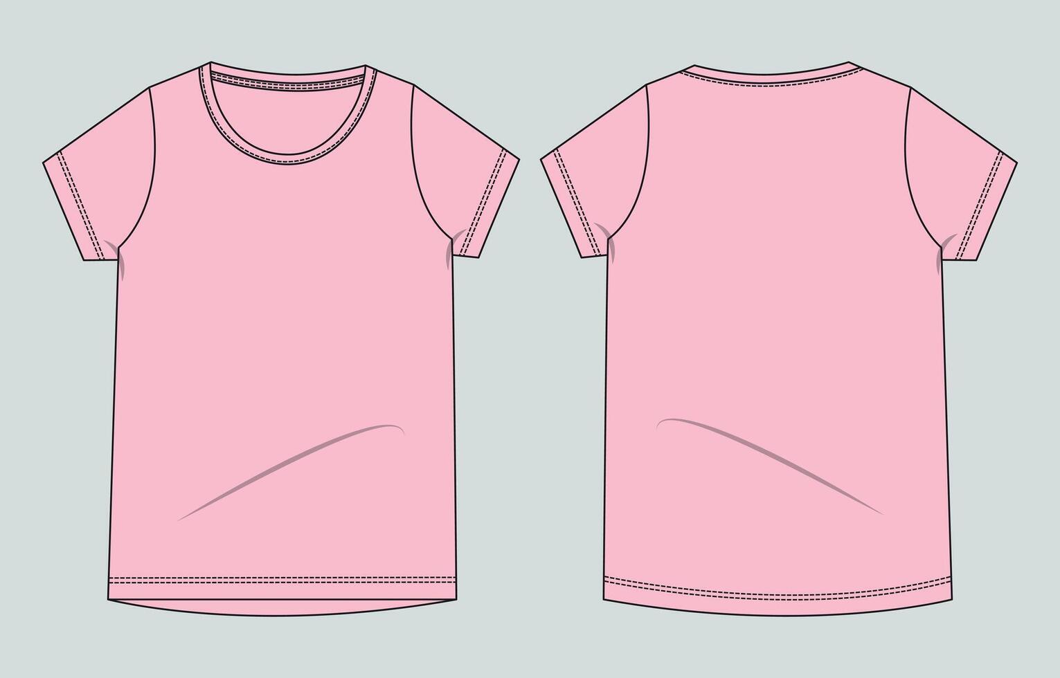 Pink t - shirt template, front and back view vector