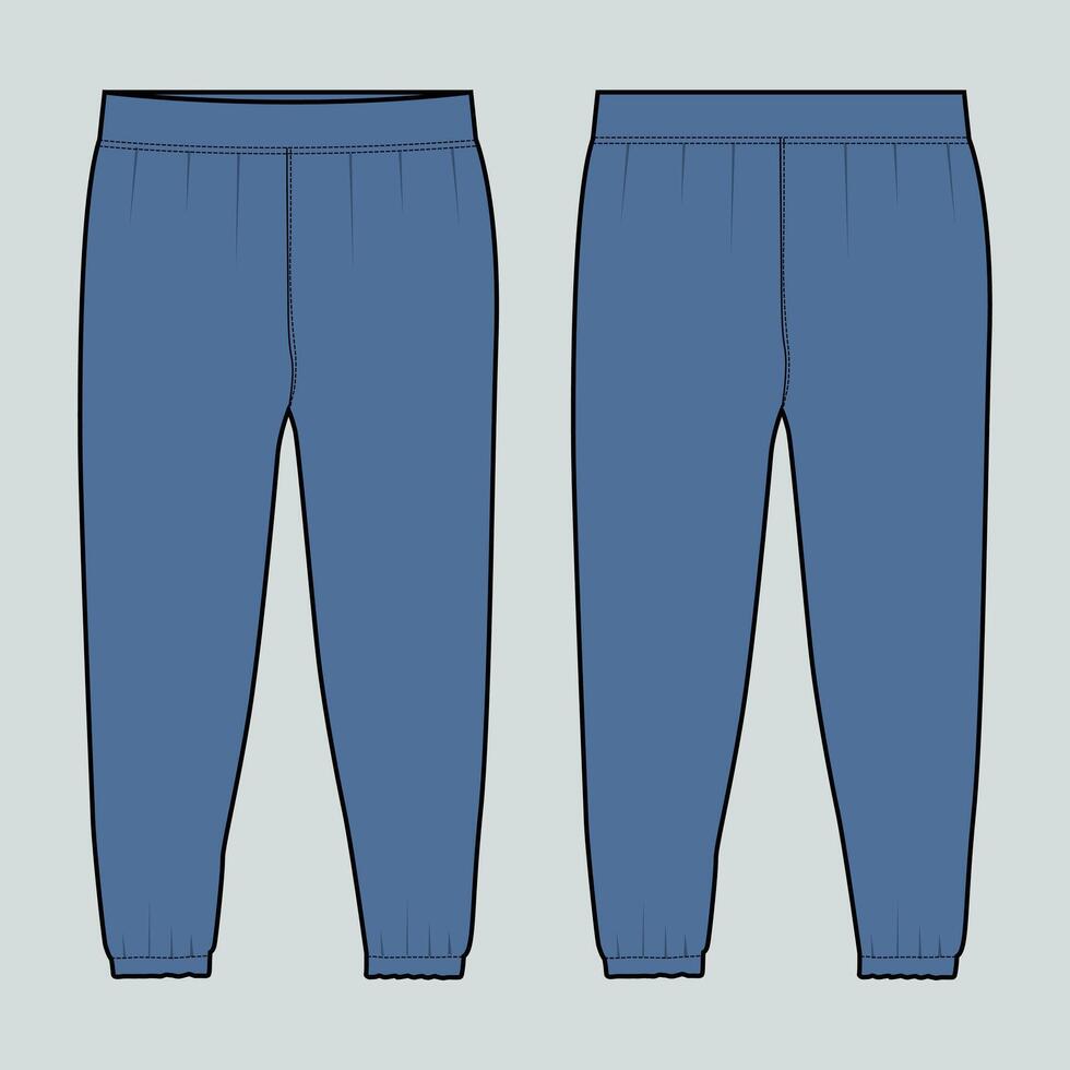 A pair of blue sweatpants with a zipper vector