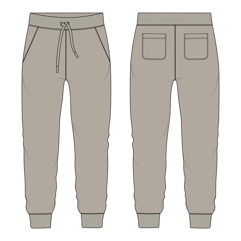 A pair of sweatpants with pockets and a zipper vector