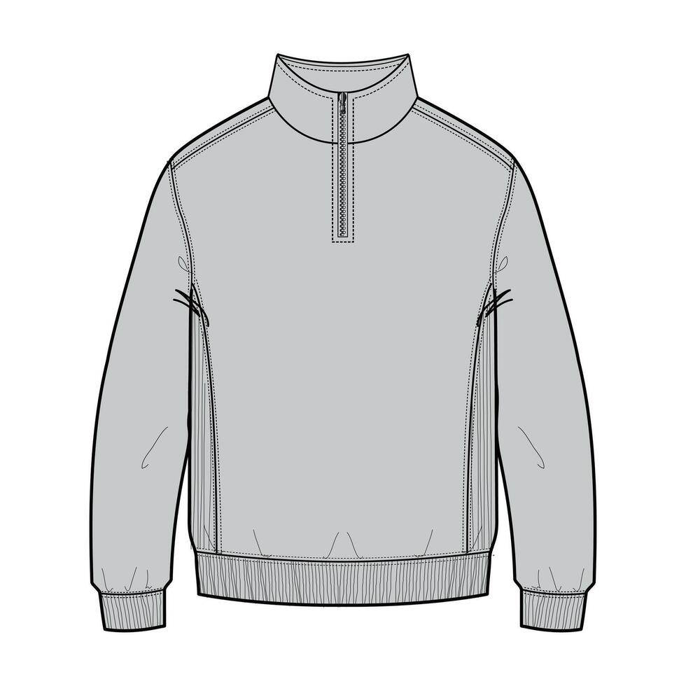 A drawing of a sweatshirt with a zipper vector