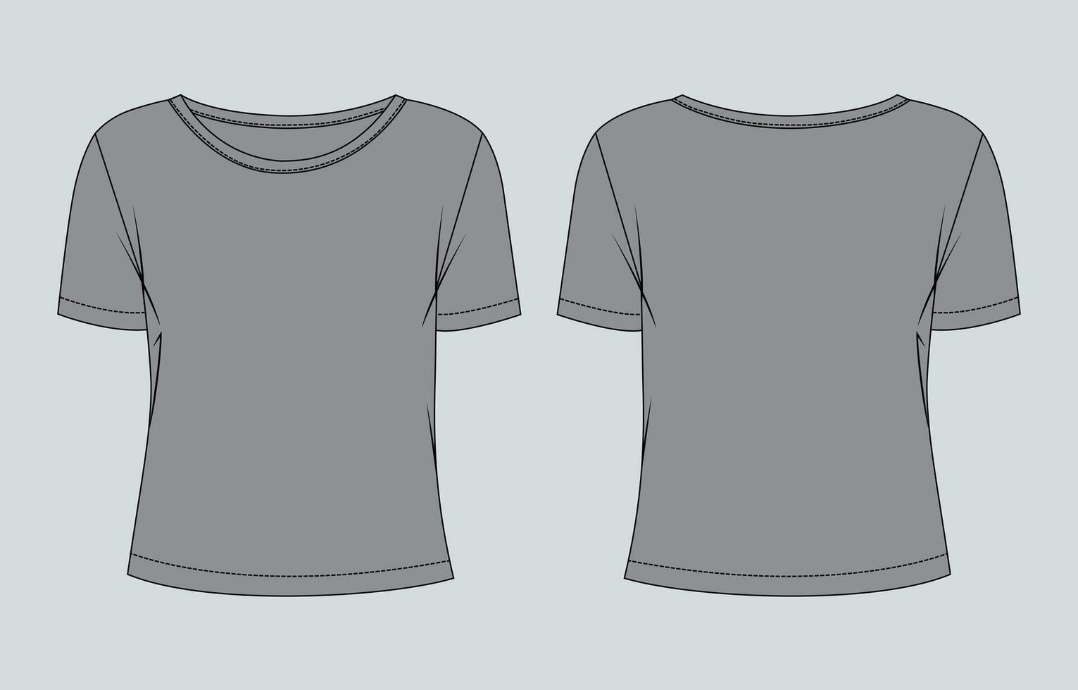 A gray t - shirt template, with a front and back view vector