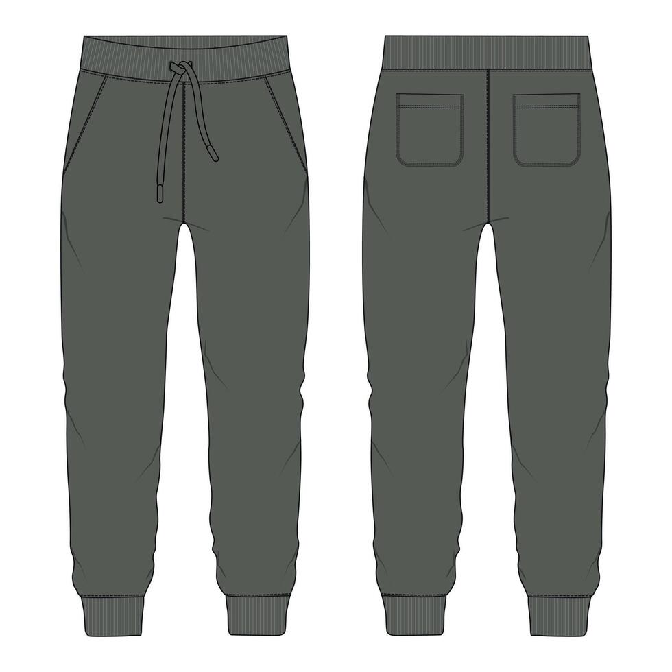 A pair of sweatpants with pockets and a zipper vector