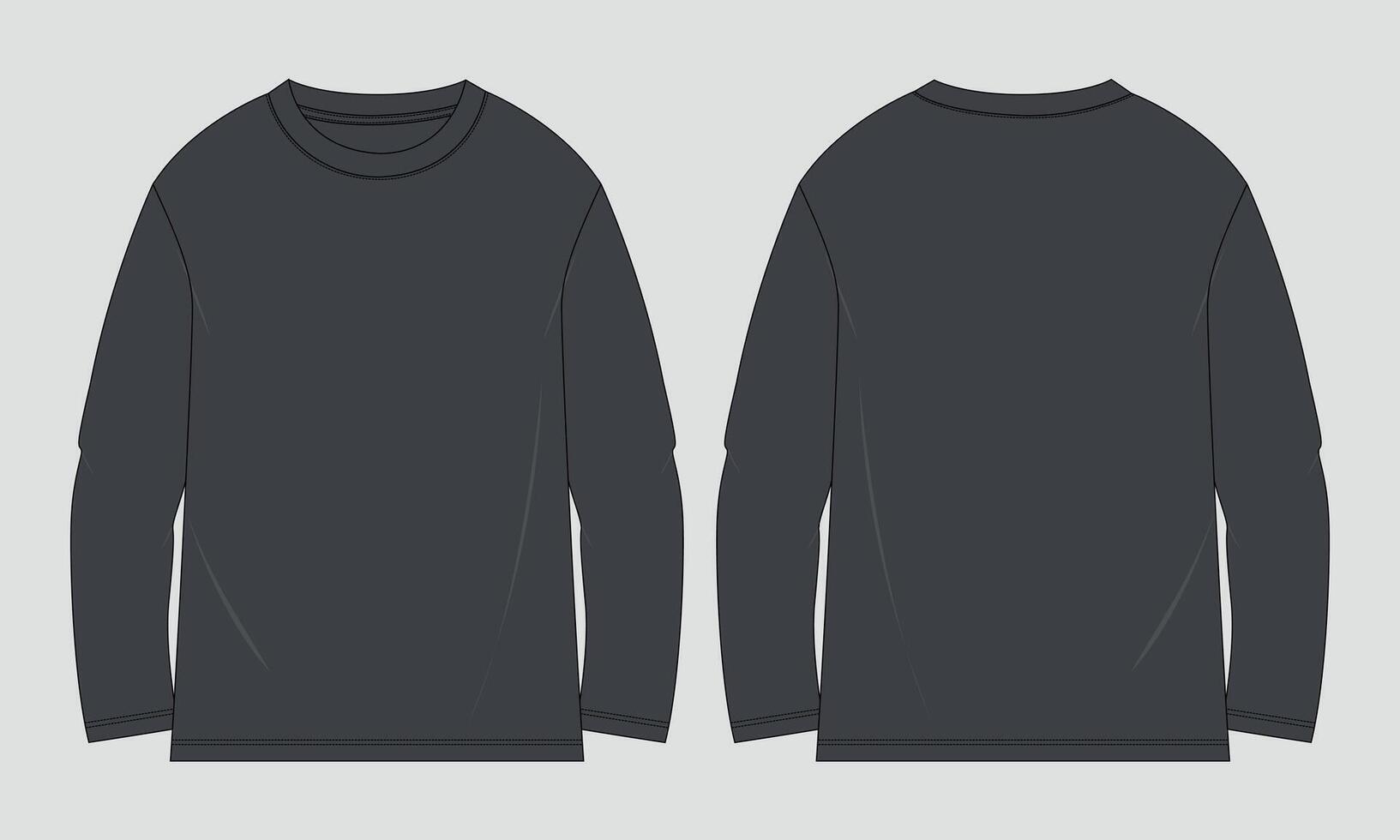 Two long - sleeved black t - shirts on a gray background vector