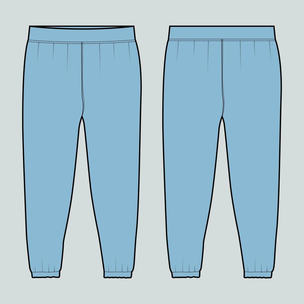 A pair of blue sweatpants with a zipper vector