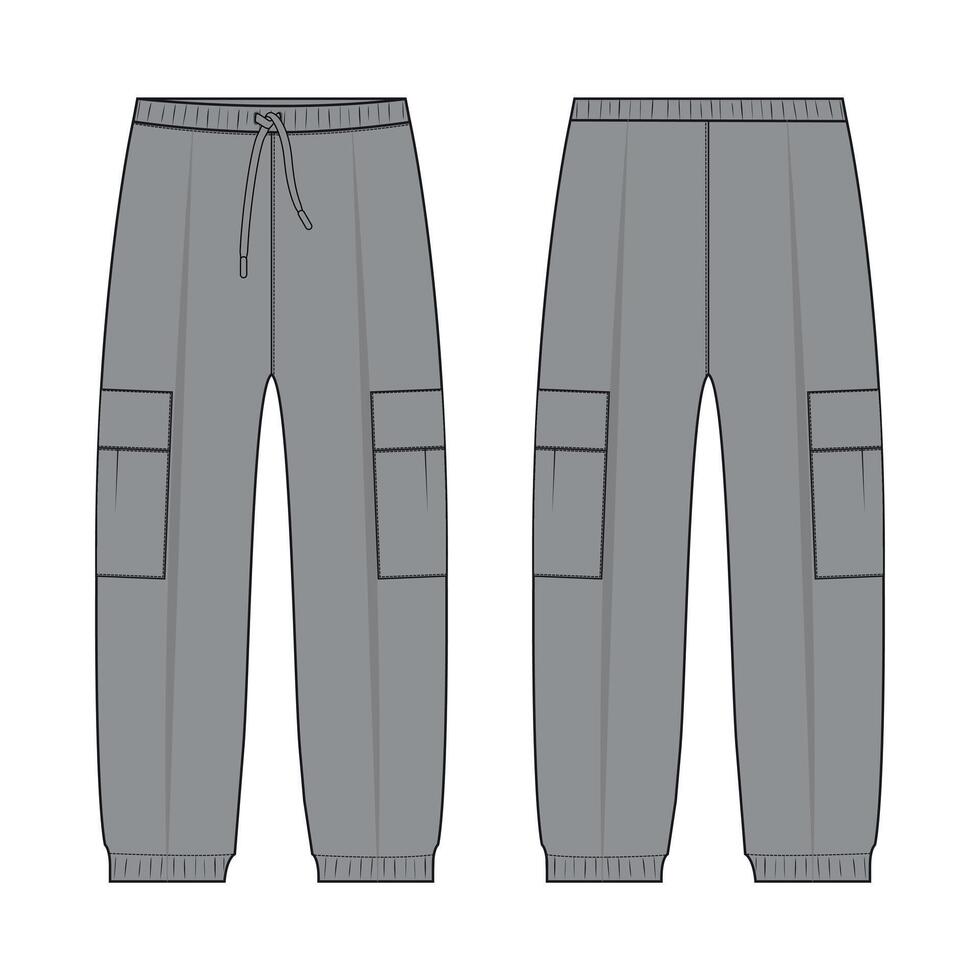 A pair of grey cargo pants with pockets vector