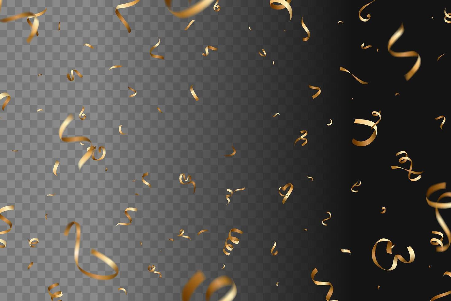 golden confetti falling background. shiny gold confetti isolated on transparent background can be used for holiday, birthday, celebration party, etc vector