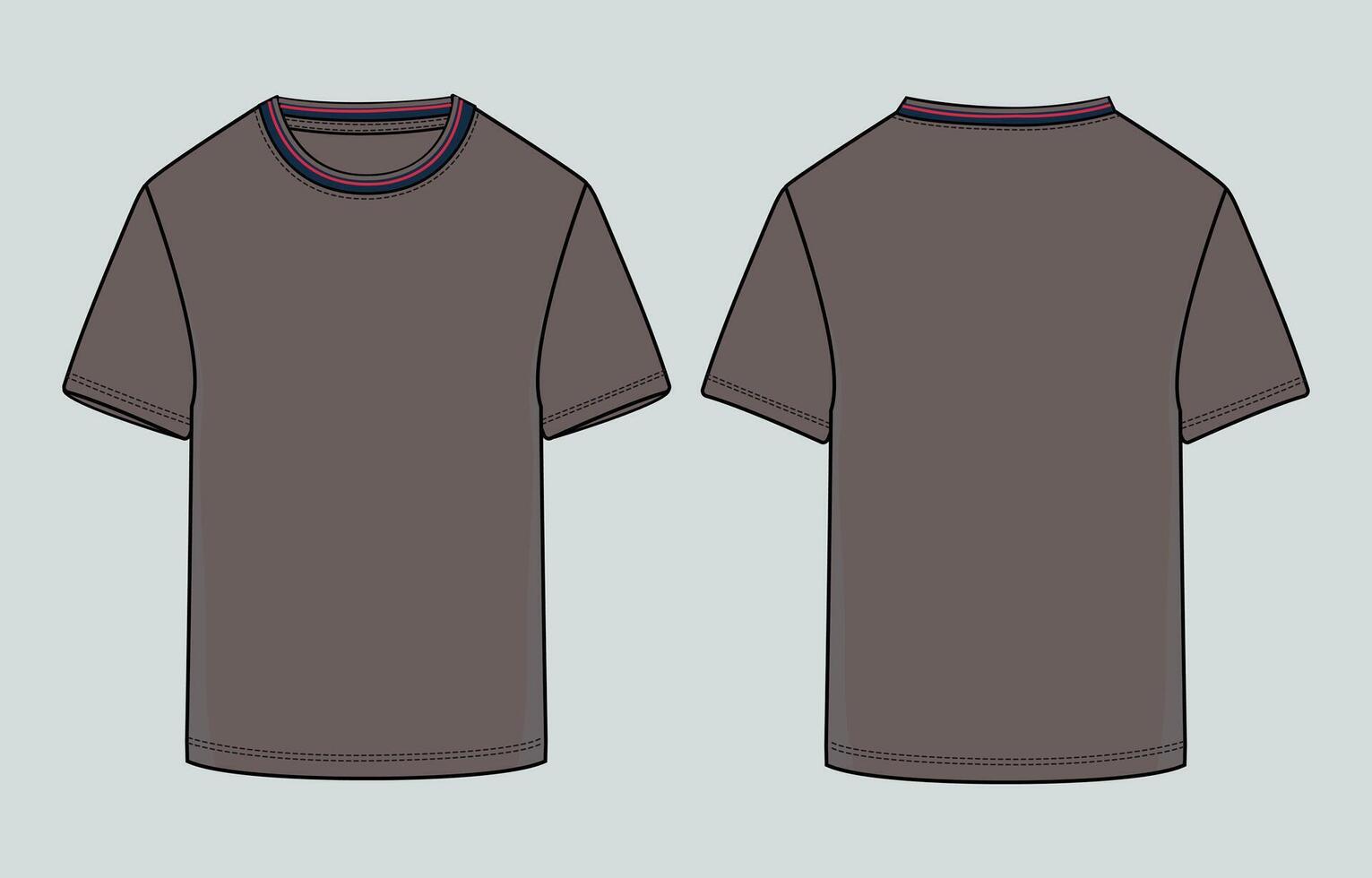 Two gray t - shirts with red and blue trims vector