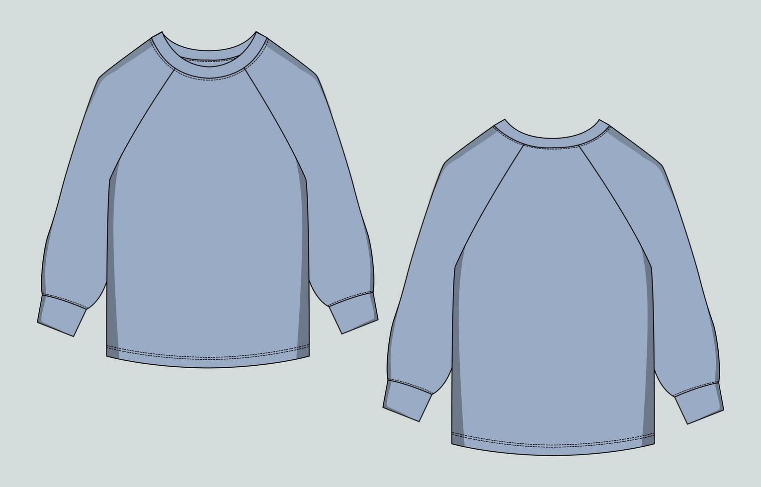 The long sleeve shirt pattern is shown in blue vector