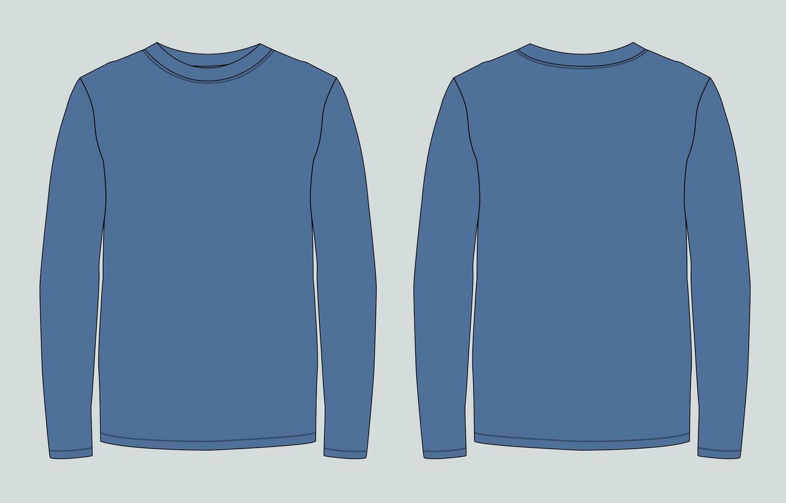 Blue long sleeve t - shirt template vector
