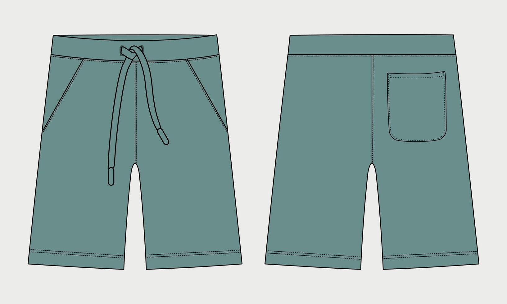The shorts are made from a green fabric vector