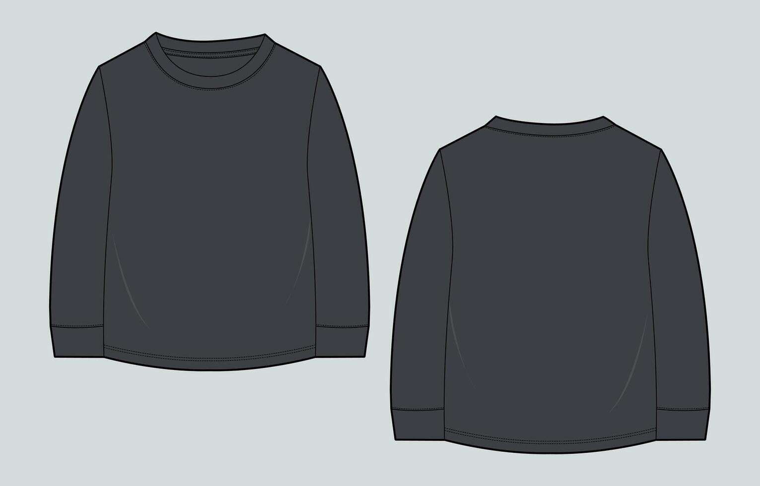A black long - sleeved shirt with a white collar vector
