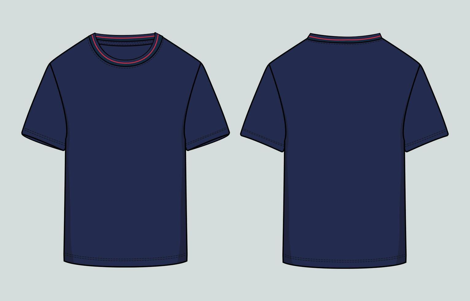 Two blue t - shirts with red trims vector